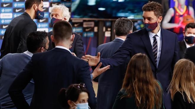 Pau Gasol, en su presentación con el Barça en el Palau