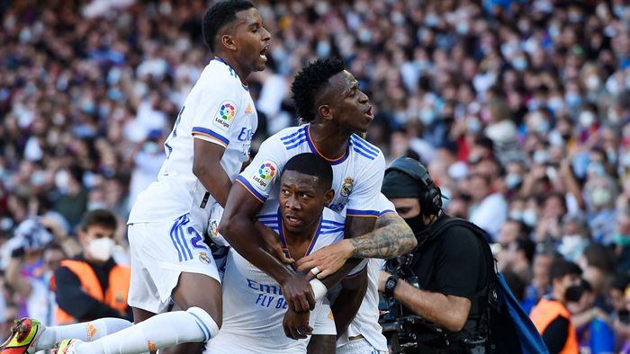 Alaba celebra el 0-1 en el Clásico