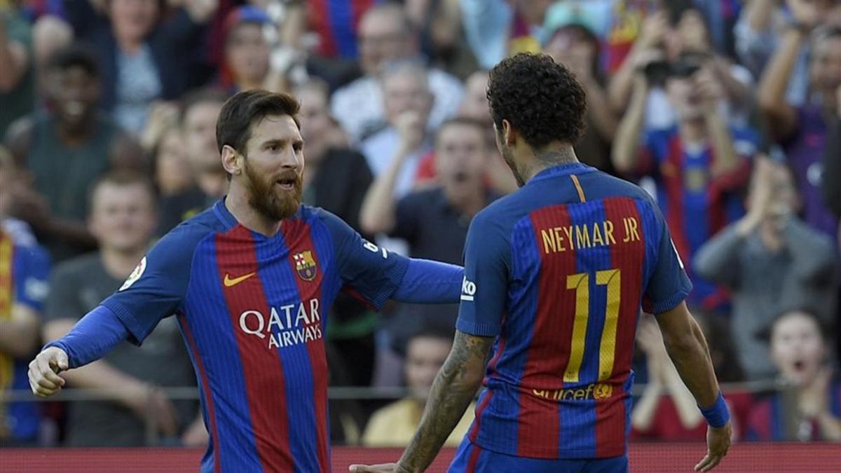 Messi y Neymar, en la celebración del segundo gol del Barça