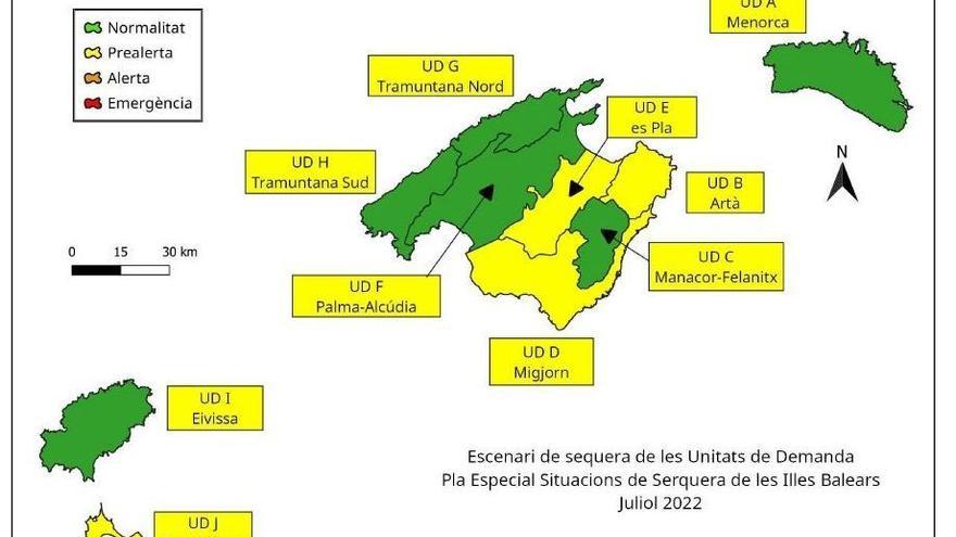 Wasserreserve im Juli: Im Osten von Mallorca herrscht für weite Teile Warnstufe Gelb wegen Trockenheit