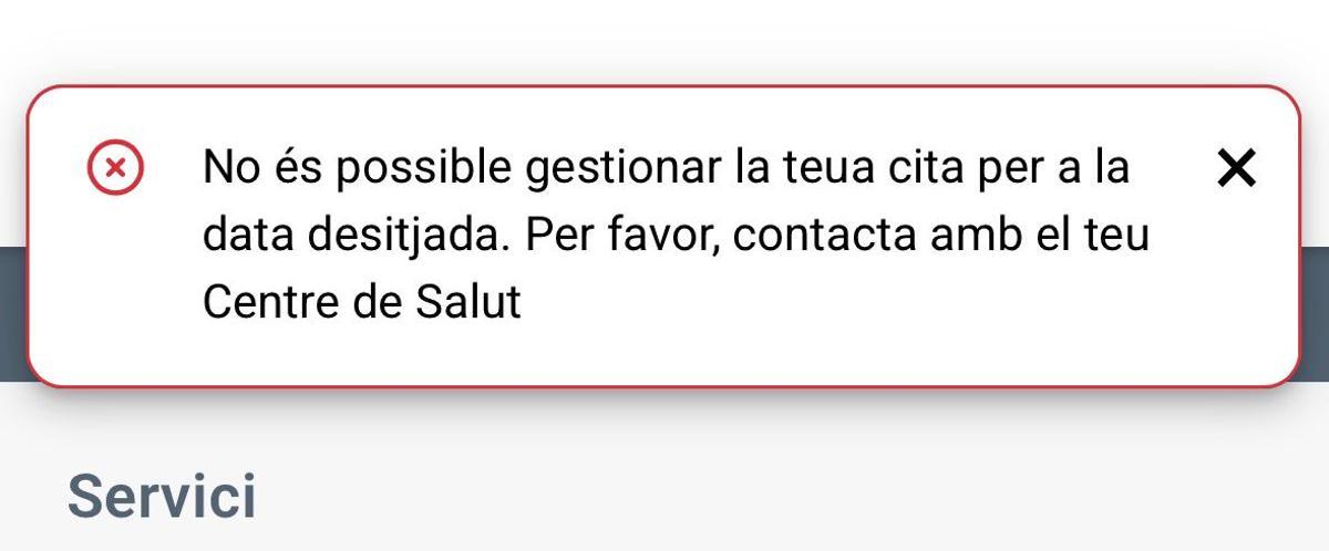 Un pantallazo de la app gva salut que aporta Compromís per Almoines a sus argumentos