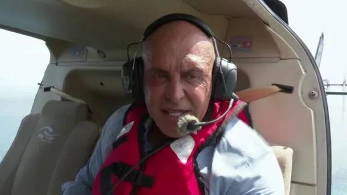 Kiko Matamoros a punto de saltar del helicópetro en 'Supervivientes'