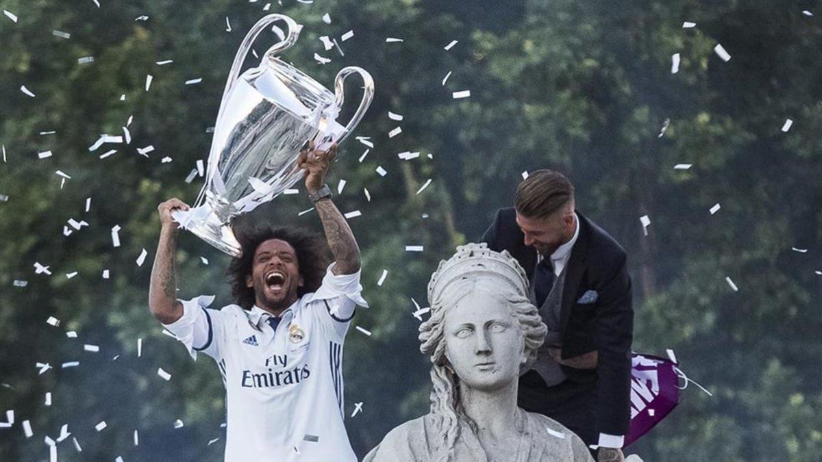 Marcelo y Ramos en una celebración en La Cibeles en 2017