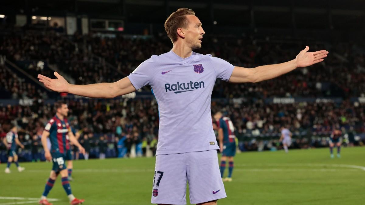 Luuk de Jong celebra el tanto de la victoria contra el Levante