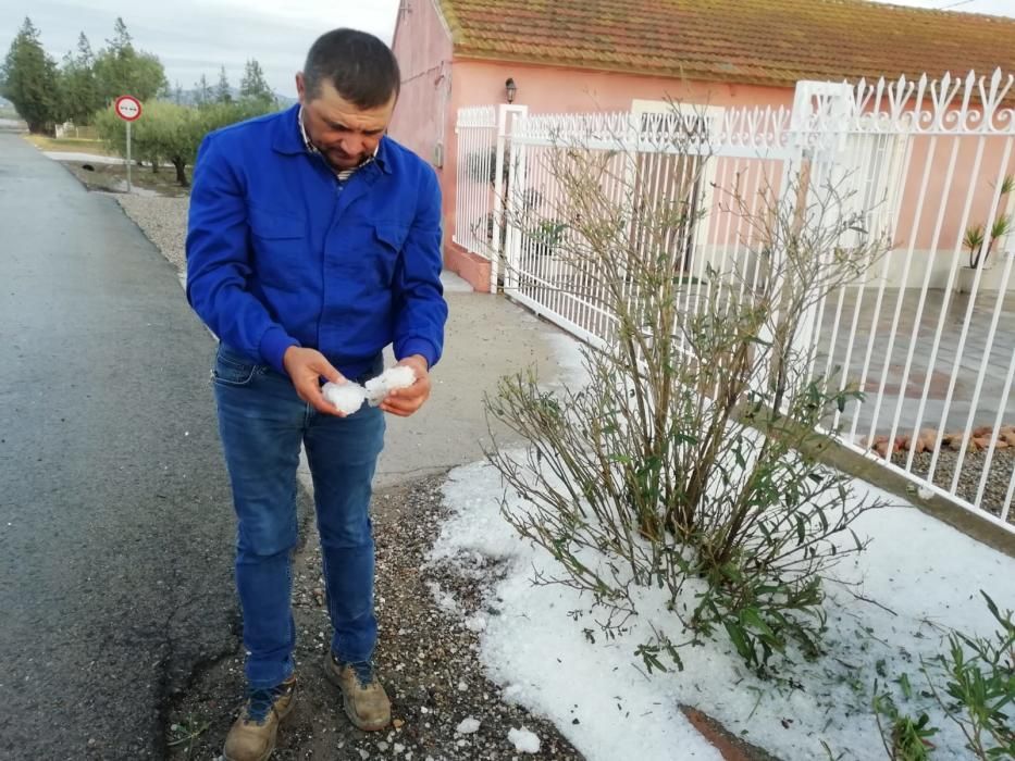 La DANA se despide con granizo en las pedanías de Lorca