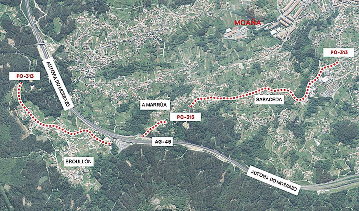El plano con el trazado de la senda de Broullón. | FDV