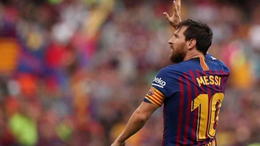 Messi, durante el partido contra el Huesca del presente curso.