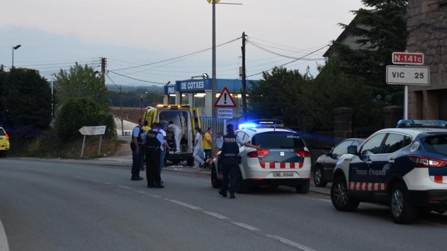 Imatge del lloc on s&#039;ha produït l&#039;atac d&#039;un malalt psíquic a tres mossos a Moià