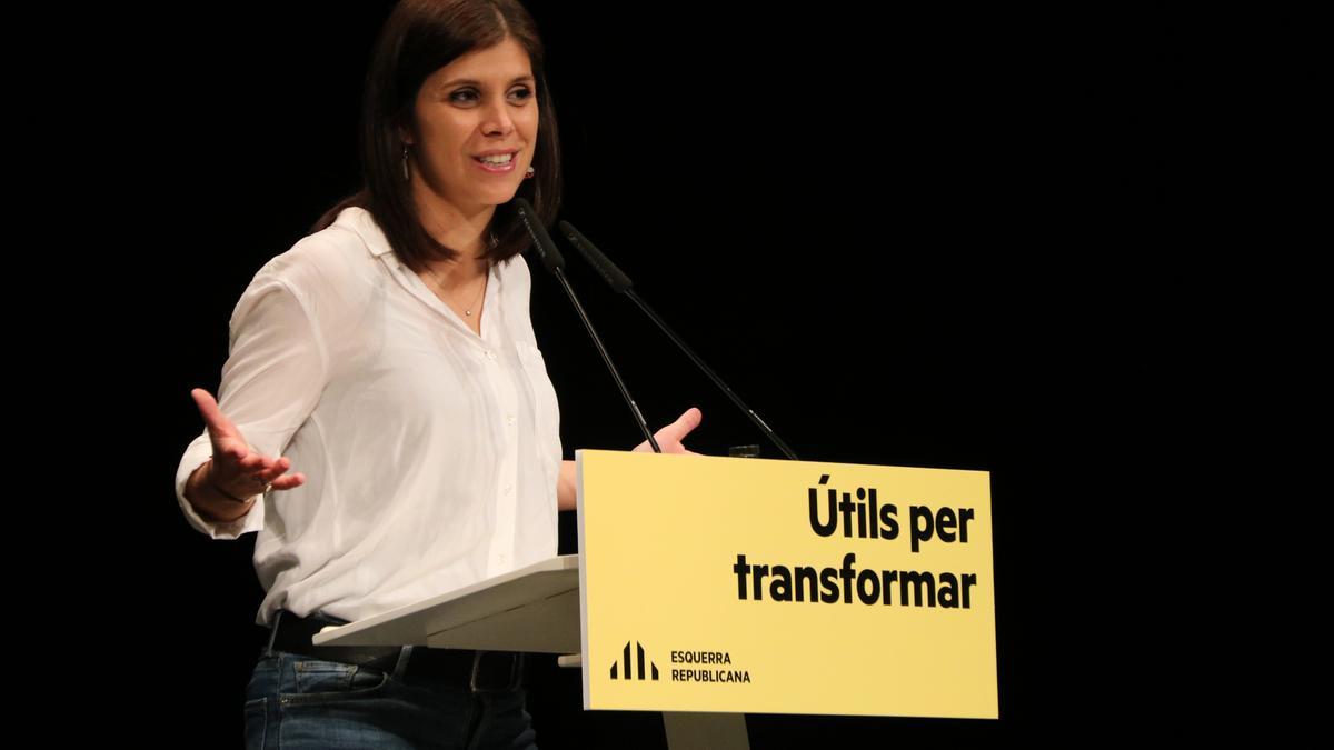 La secretària general adjunta d'ERC, Marta Vilalta, en un acte de partit a Vilafranca del Penedès