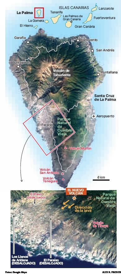 Erupción en los alrededores de Las Manchas, en El Paso (La Palma). | // MIGUEL CALERO