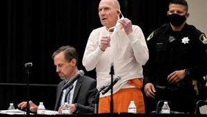 Joseph James DeAngelo, known as the Golden State Killer, apologizes to his victims and the families of the victims he killed more than four decades ago, at his sentencing hearing held at CSU Sacramento in Sacramento, California, U.S. August 21, 2020. Santiago Mejia/Pool via REUTERS