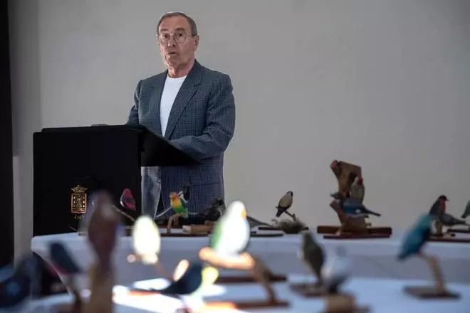 As aves da Costa da Morte voan en Cee con 'alas de madeira' da man de Manuel Canosa