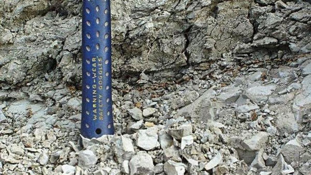 Una de las imágenes del estrato oscuro que existe de la capa negra en Caravaca.