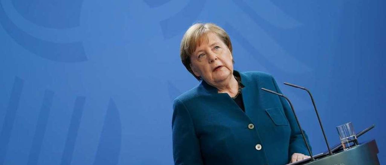 Merkel, en su intervención. // Efe