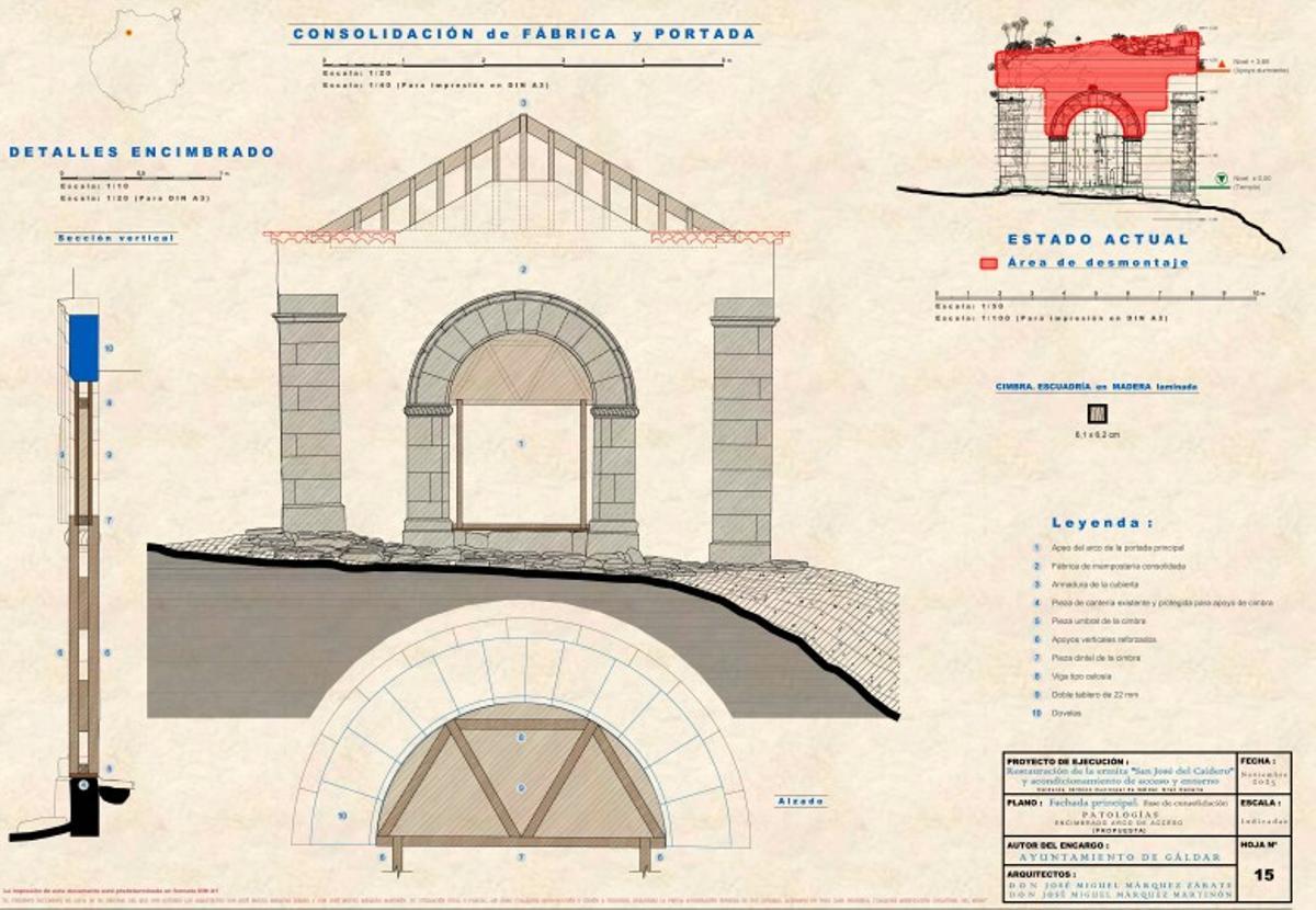 Boceto de la reforma que se pretende acometer en la ermita de Caideros de Gáldar.