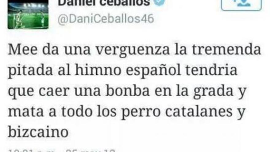 Tuit de Dani Ceballos en 2012 por la pitada al himno de España en la final de Copa entre Barcelona y Athletic.