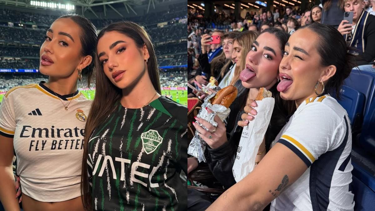 Marina Rivers y Lola Lolita, en el Santiago Bernabéu