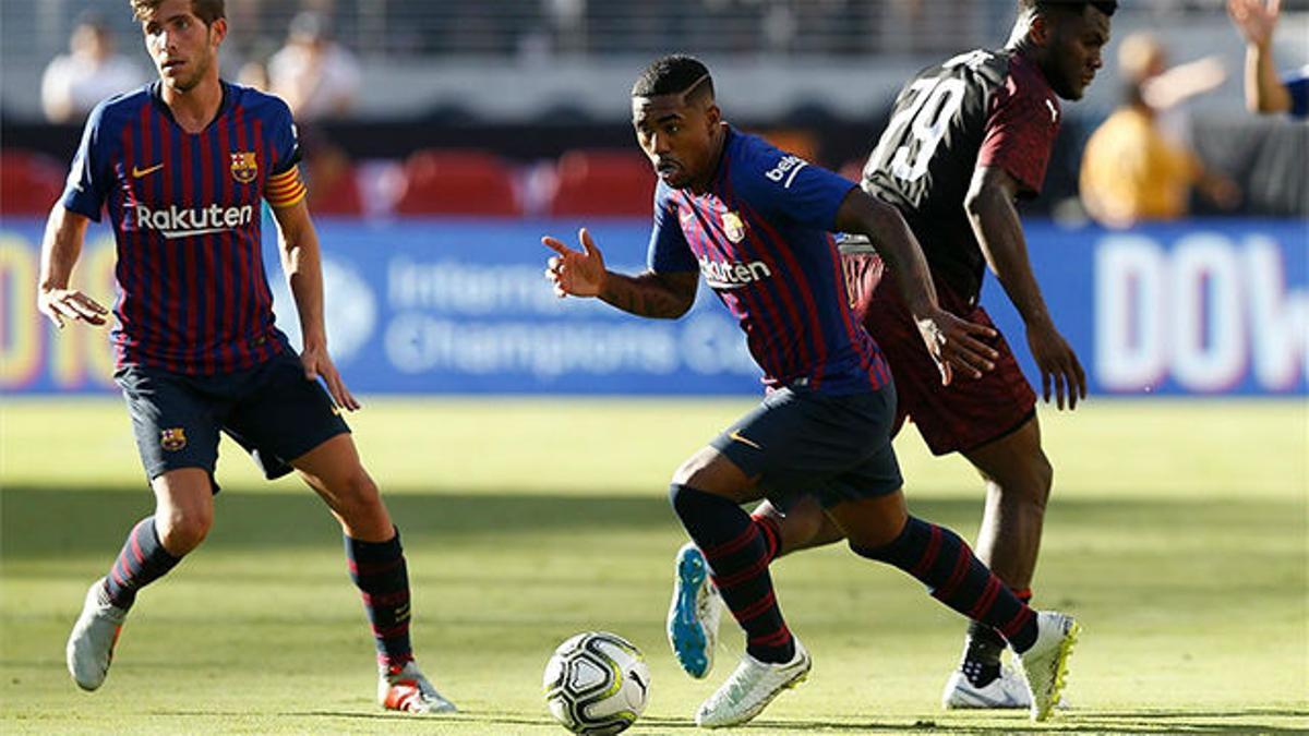 Solo el poste evitó que Malcom marcara de nuevo con el Barça