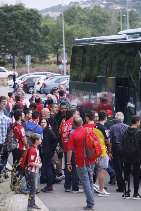 Sortida dels aficionats del Girona cap a Pamplona