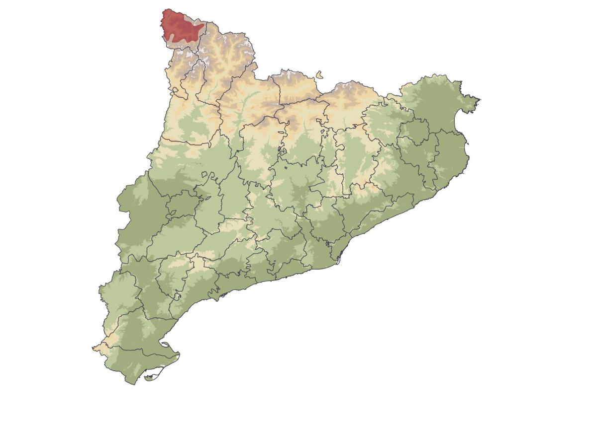 Mapa de distribución de la 'Natrix helvetica' en Catalunya.