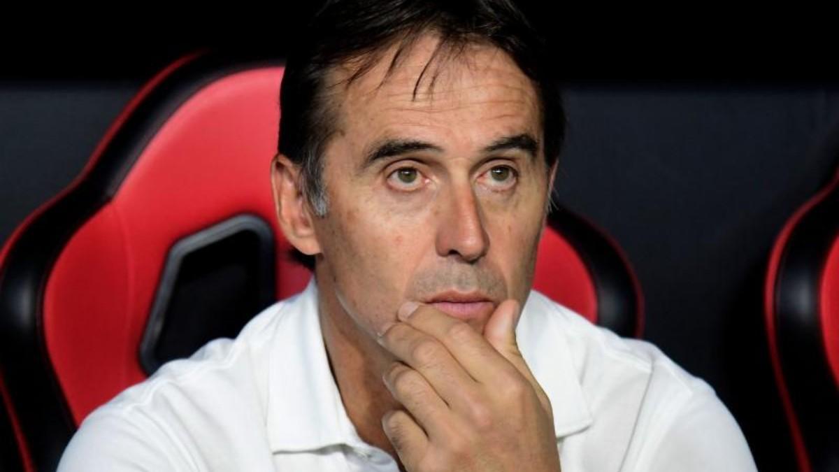 Julen Lopetegui en su último partido como entrenador sevillista