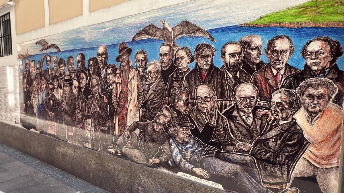Mural "Nuestros escritores" en la Librería Arenas