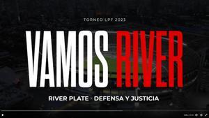 Anuncio del partido previsto en la cuenta oficial de Twitter del River Plate