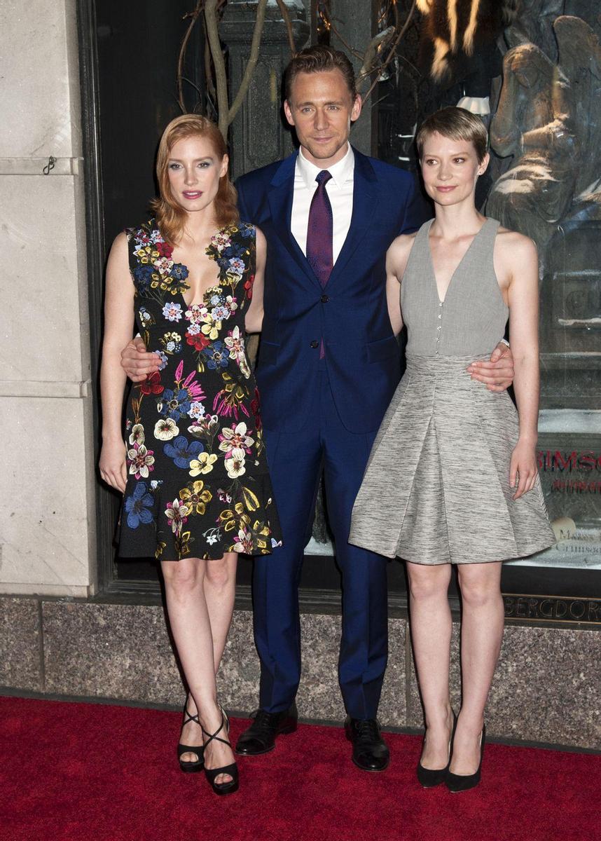 Tom Hiddleston, Mia Wasikowska y Jessica Chastain, de promoción en Nueva York