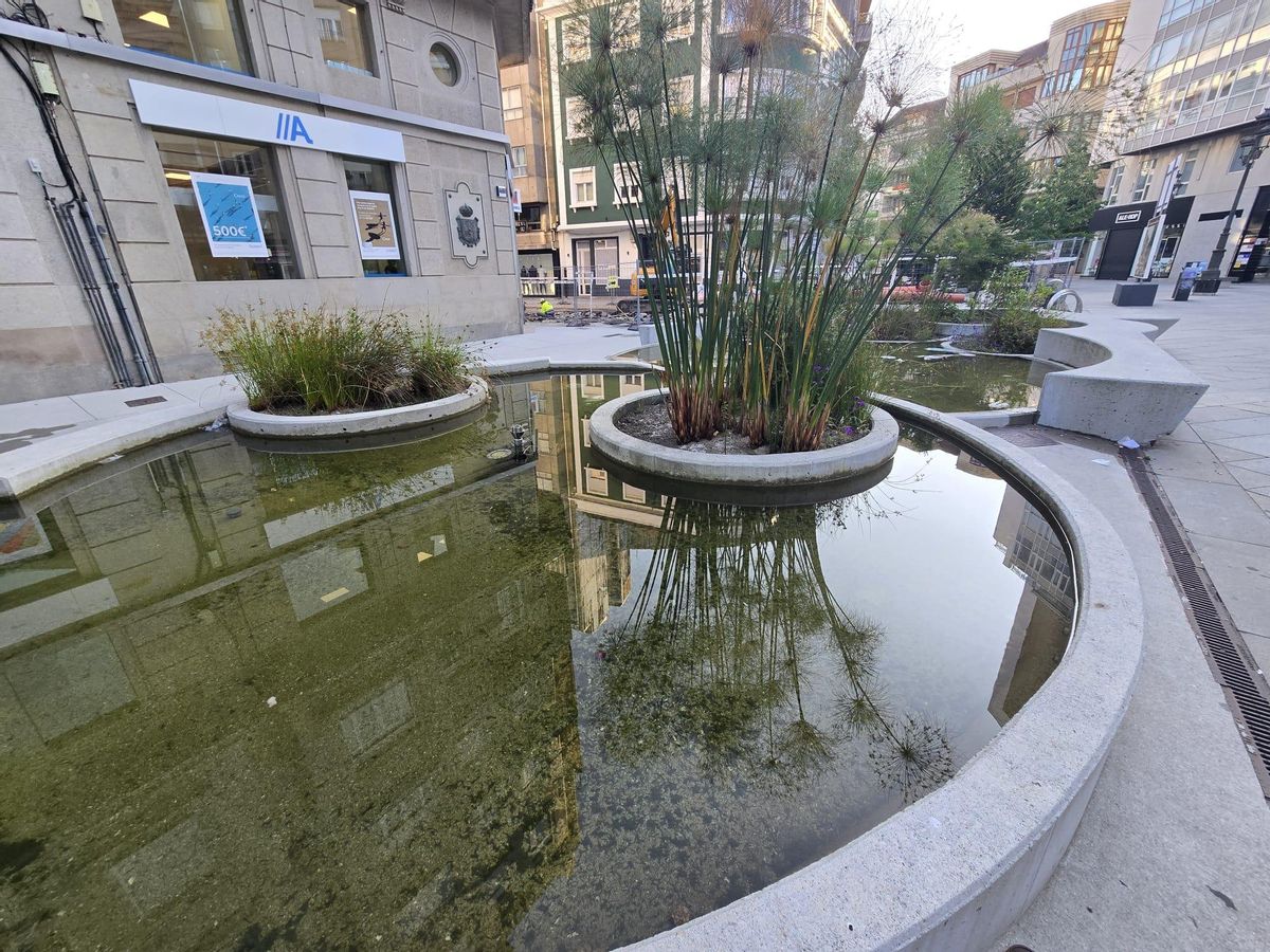 Las fuentes de Arzobispo Lago, esta mañana.