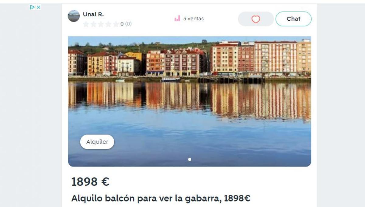 1898 euros por ver la gabarra desde un balcón de ubicación indeterminada.