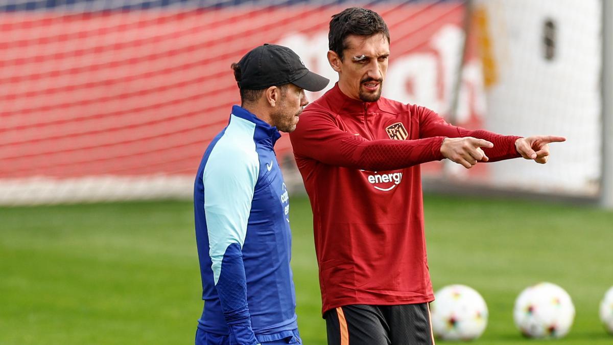 Simeone y Savic, durante un entrenamiento