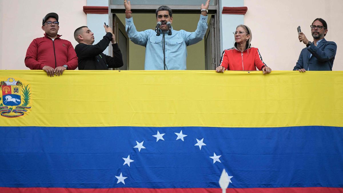 El presidente de venezuela, Nicolás Maduro, en el palacio presidencial, este jueves.