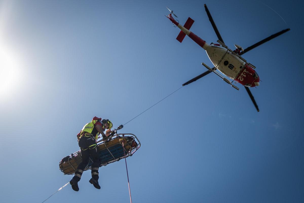 Ensayo de un operativo de rescate en tierra por parte del GES del Gobierno de Canarias.