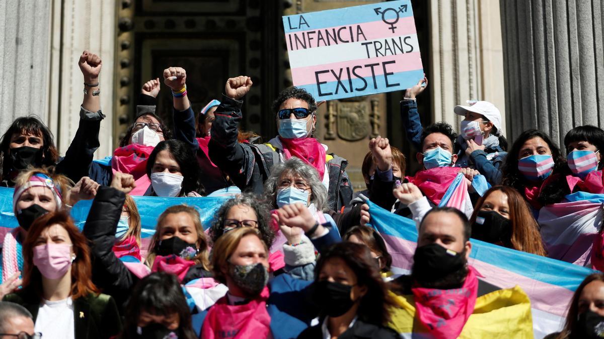 Manifestación a favor de la ley Trans en el Congreso.