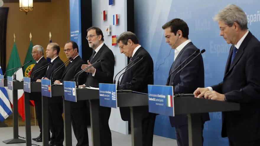 Los líderes de los países del sur de la UE, hoy en Madrid.