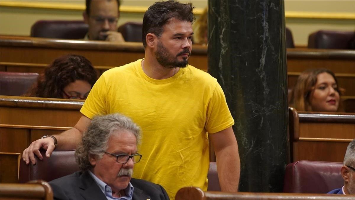 Gabriel Rufián y Joan Tardà, en el Congreso.