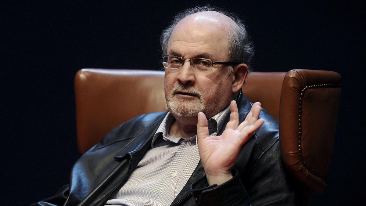 FILE PHOTO: Author Salman Rushdie gestures during a news conference before the presentation of his latest book 'Two Years Eight Months and Twenty-Eight Nights' at the Niemeyer Center in Aviles, northern Spain, October 7, 2015. REUTERS/Eloy Alonso /File Photo