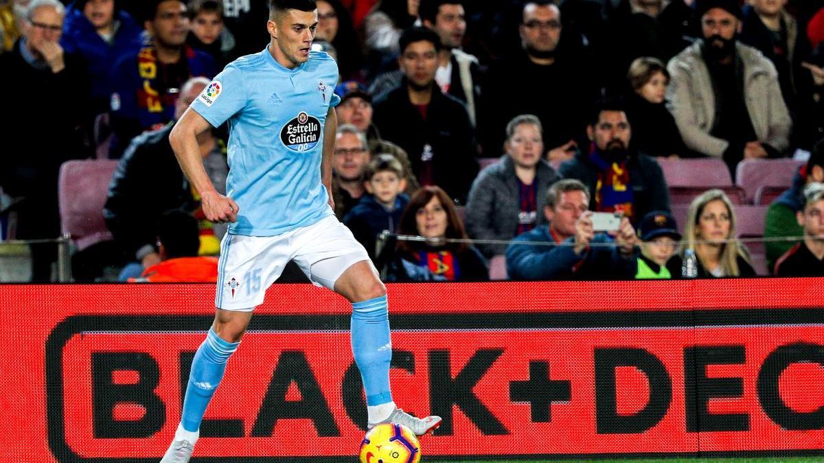 Mazan, en el partido que disputó con el Celta en el Camp Nou.