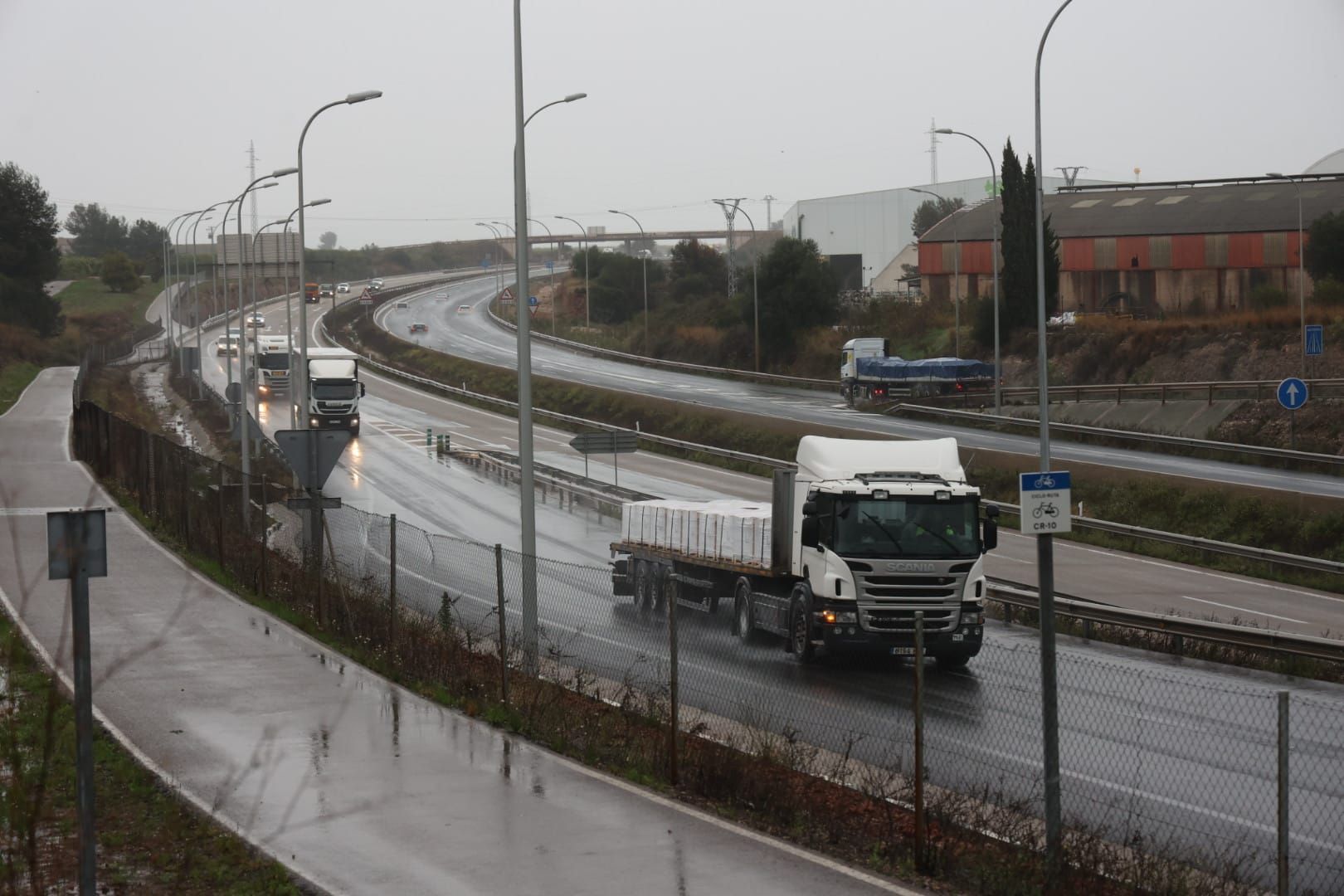 Protesta de camioneros en Castellón