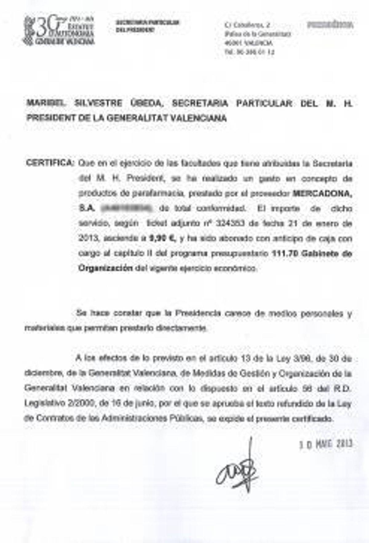 El Palau también pagó vitaminas