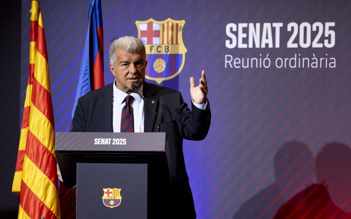 Joan Laporta en la reunión ordinaria del senado
