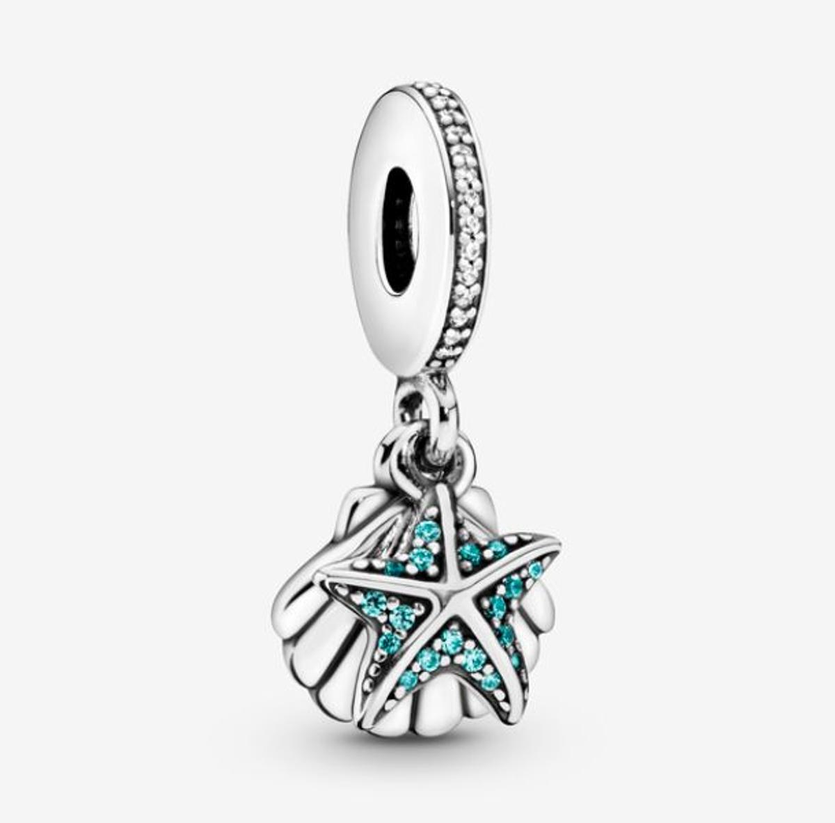 Charm colgante en plata de ley Estrella de Mar Tropical y Concha