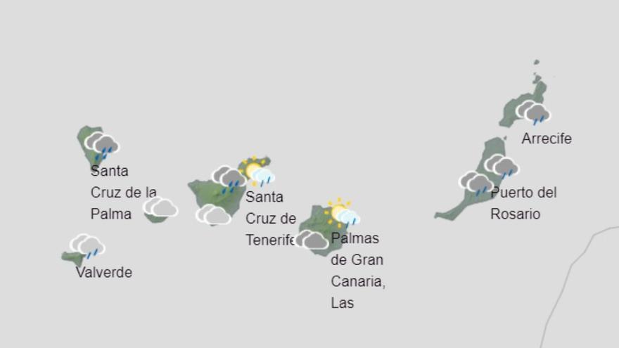 Predicción de la Aemet de tormentas por lluvia en Canarias para mañana, 4 de febrero.