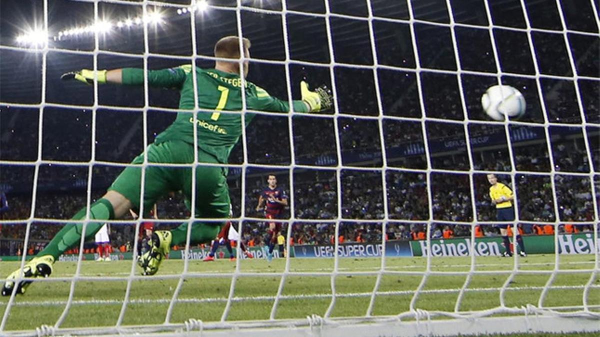 Ter Stegen, en el partido de Supercopa ante el Sevilla