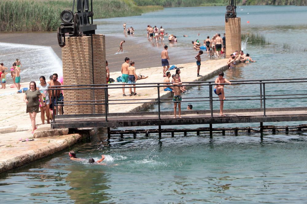 Los bañistas acuden al Assut d'Antella aunque el baño está prohibido