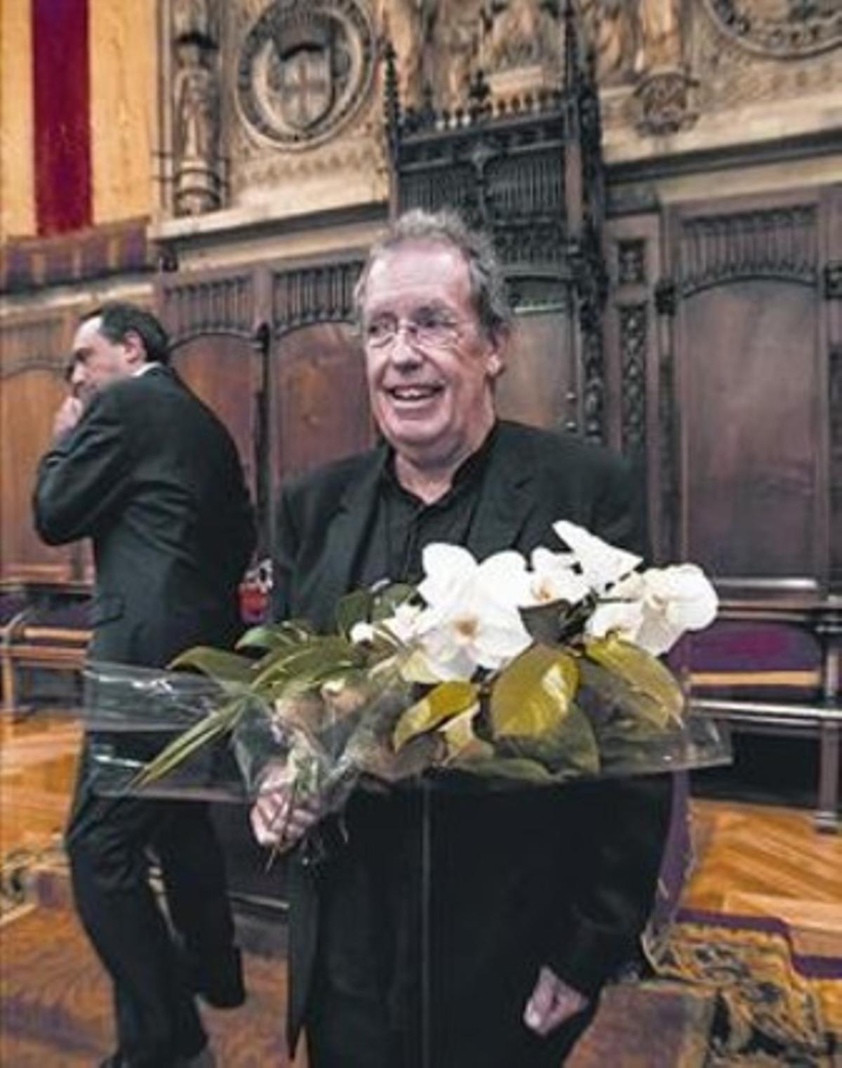 Miquel de Palol, guanyador dels Jocs Florals, ahir al Saló de Cent.