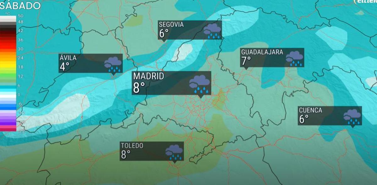 El sábado 8 de marzo, las temperaturas en Madrid.