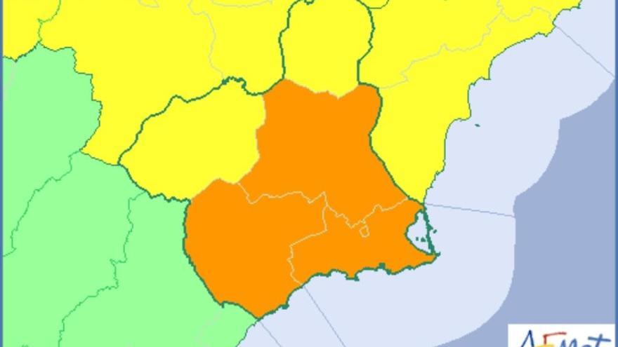 Elevan a naranja el aviso por lluvias en gran parte de la Región
