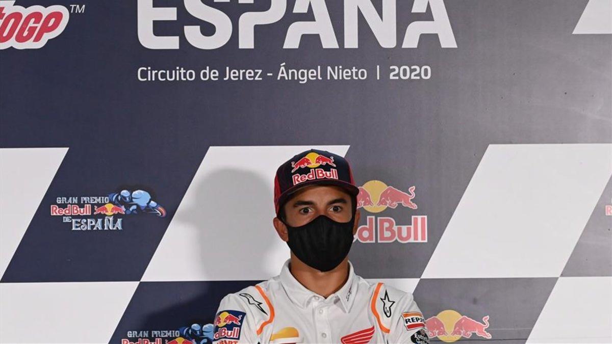 Marc Márquez en la rueda de prensa previa al GP de España.