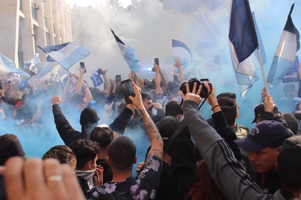 Recibimiento al Málaga CF antes del partido ante el Deportivo